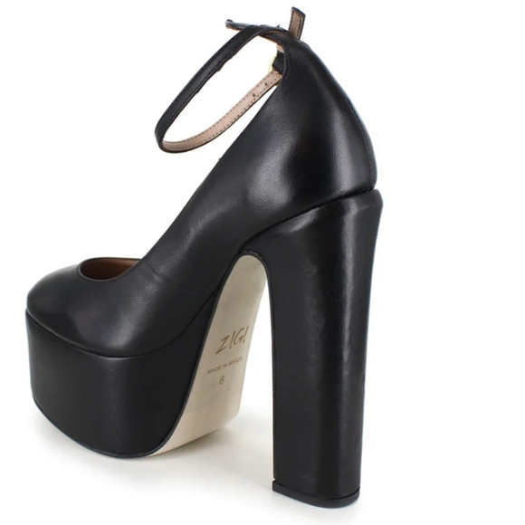 Zigi Black leather New Nikole Platform Designer Maryjane Heels Nordstrom luxury - Picture 2 of 6